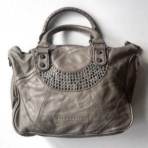 Liebeskind Taupe Studded Leather Satchel